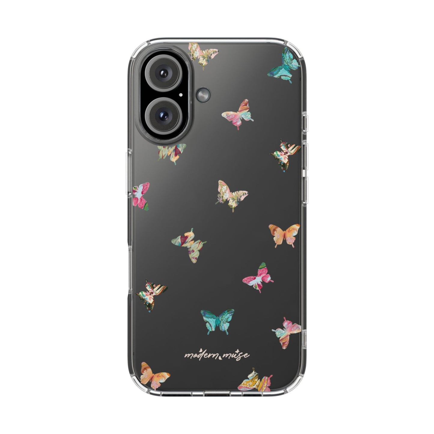 Clear Impact-Resistant Phone Case — Colorful Butterfly Pattern