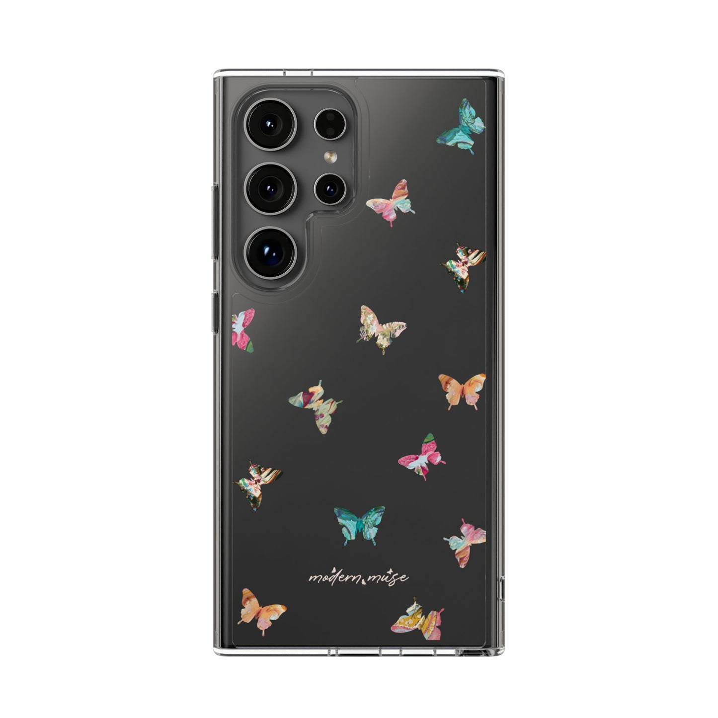 Clear Impact-Resistant Phone Case — Colorful Butterfly Pattern