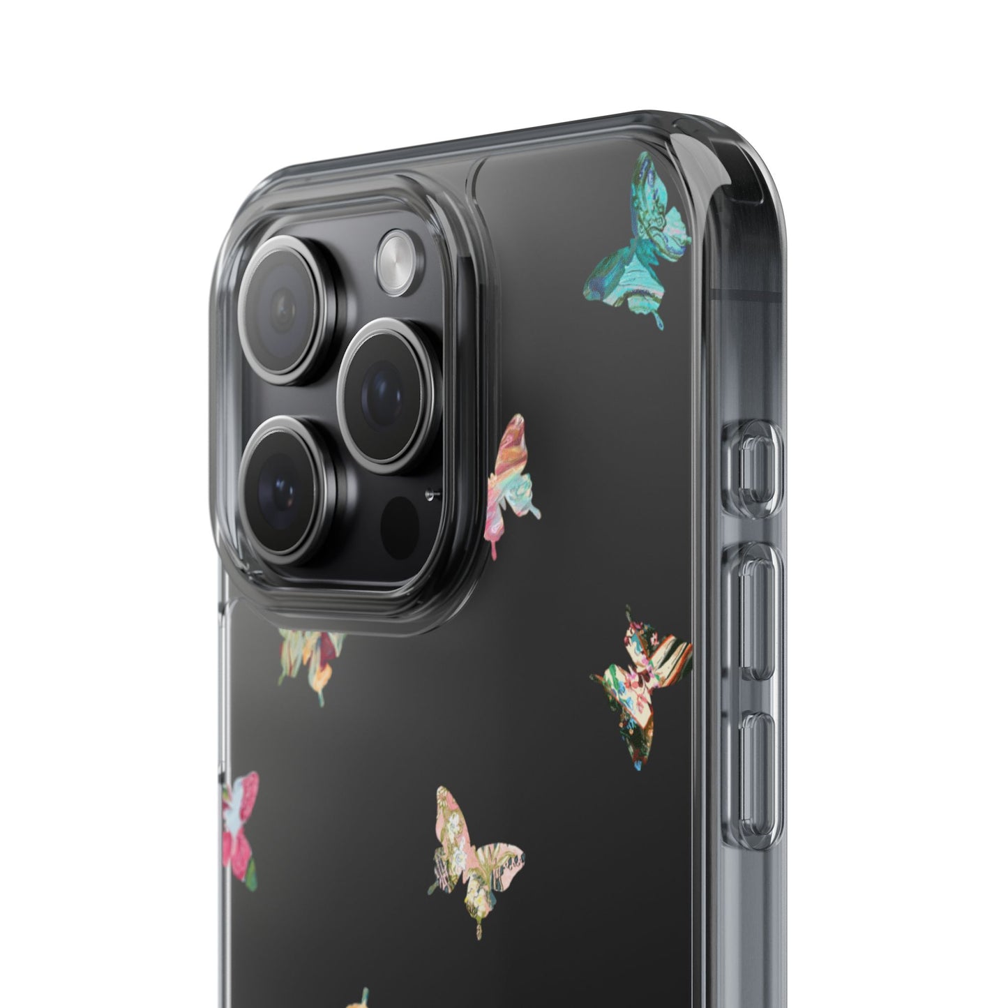 Clear Impact-Resistant Phone Case — Colorful Butterfly Pattern