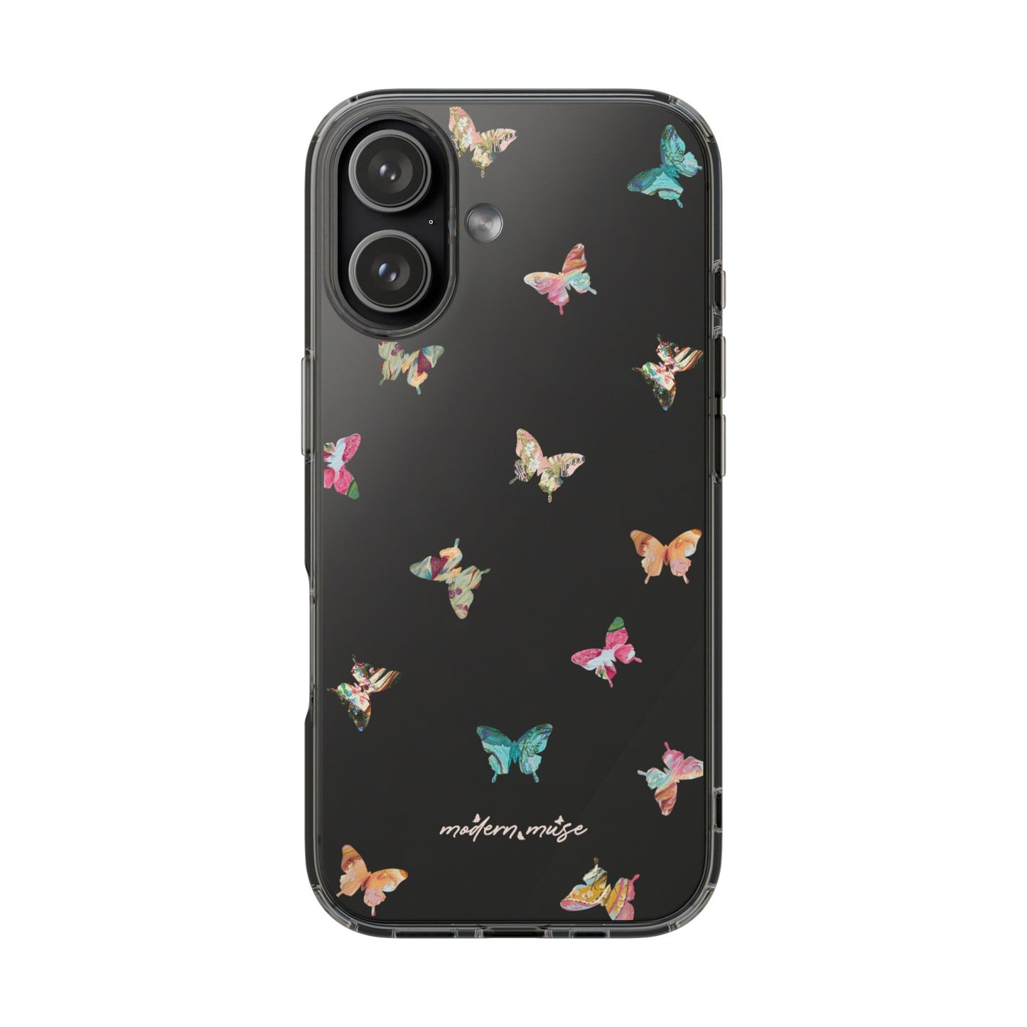 Clear Impact-Resistant Phone Case — Colorful Butterfly Pattern