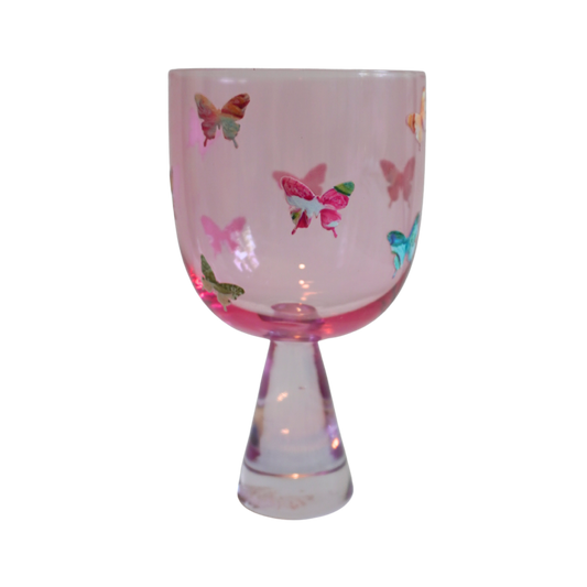 Boozy Butterfly Glass Pink